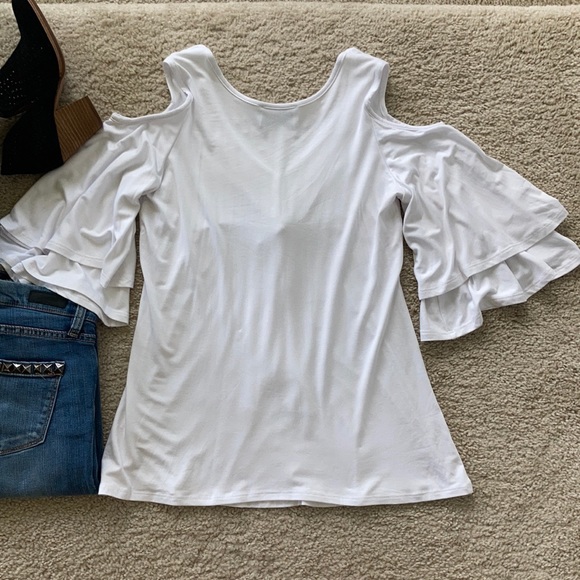 White Cold Shoulder Tie Front Top - Picture 14 of 14